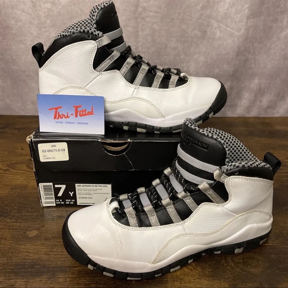 Jordan 10 Retro Black White Steel 2013 Size 7 GS 8.5W 310806-103 Youth Sneakers